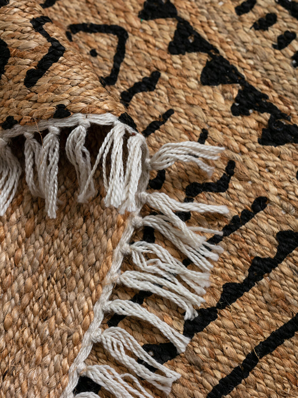 Bej Jüt Saçaklı Halı 80x140 cm-2