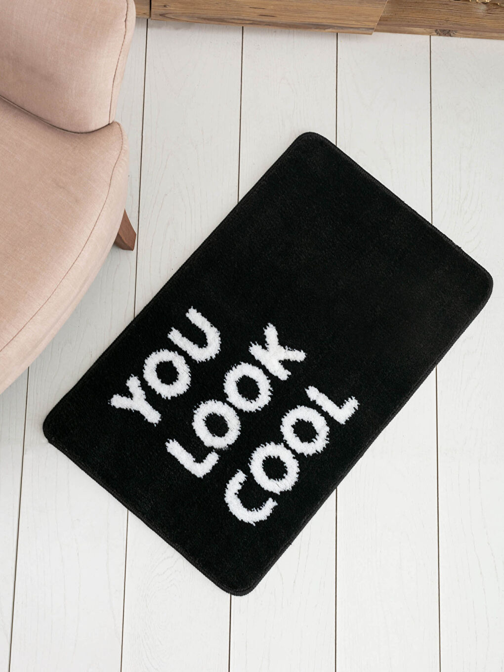 Gri Slogan Baskılı Banyo Paspası 50x80 cm