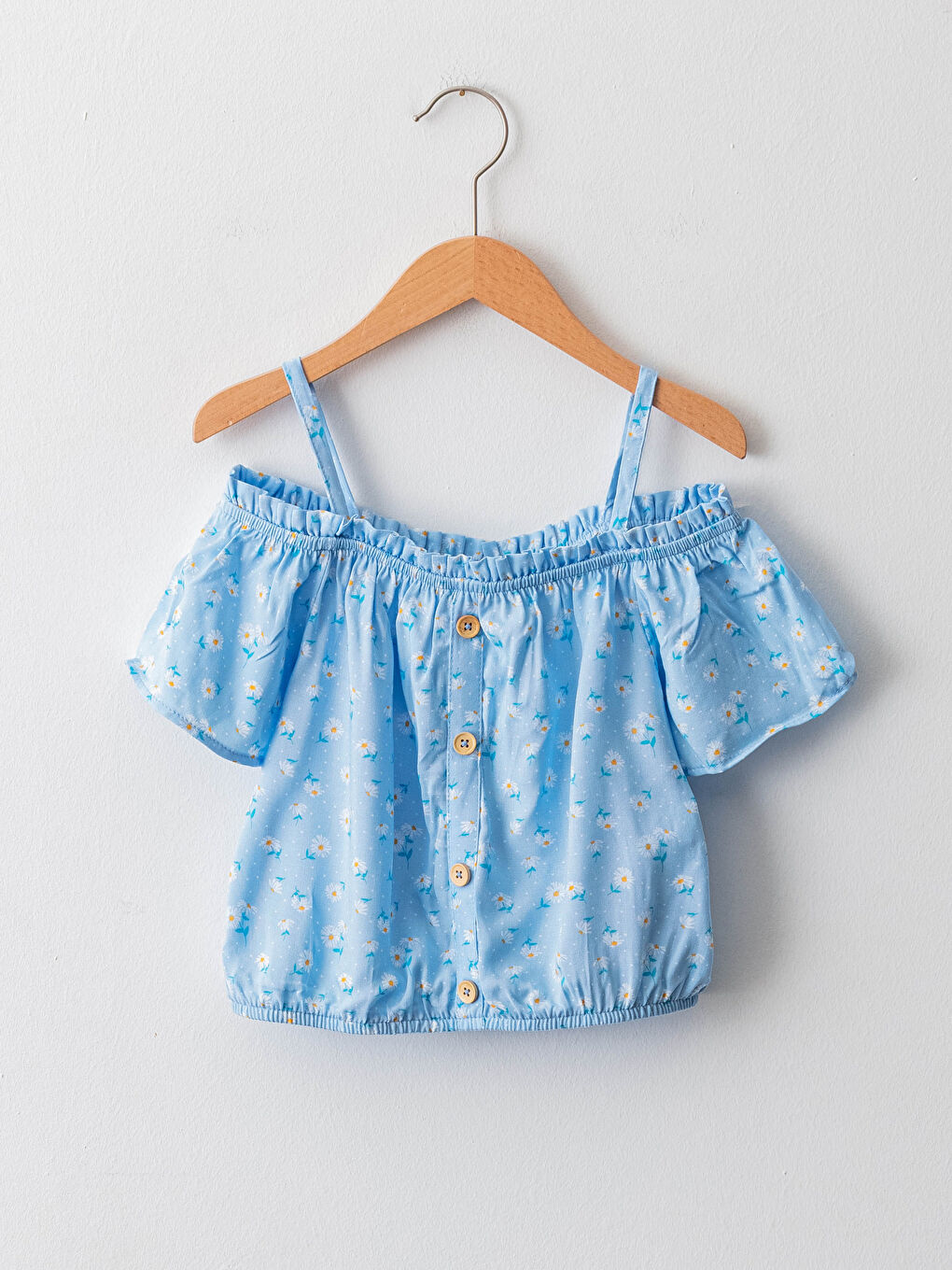 Patterned Off the Shoulder Short Sleeve Viscose Girls Blouse
