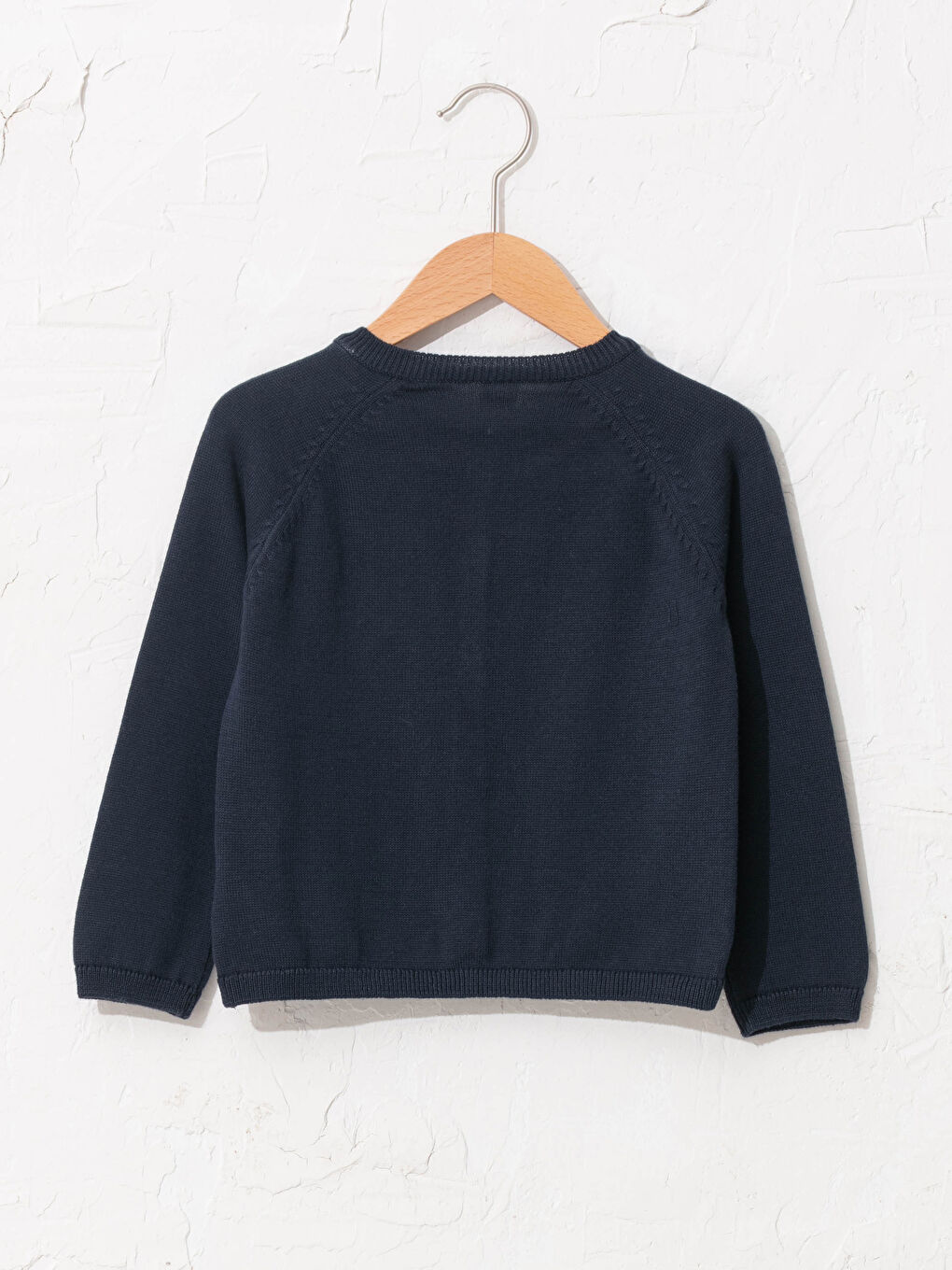 Lacivert Bisiklet Yaka Uzun Kollu Kız Bebek Triko Hırka-1