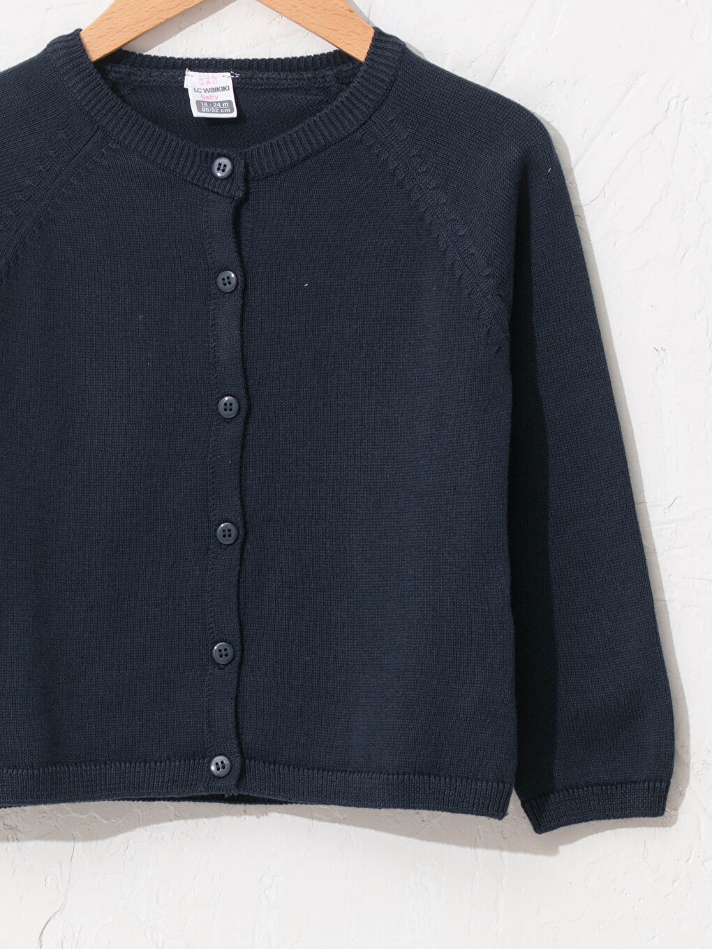 Lacivert Bisiklet Yaka Uzun Kollu Kız Bebek Triko Hırka-2