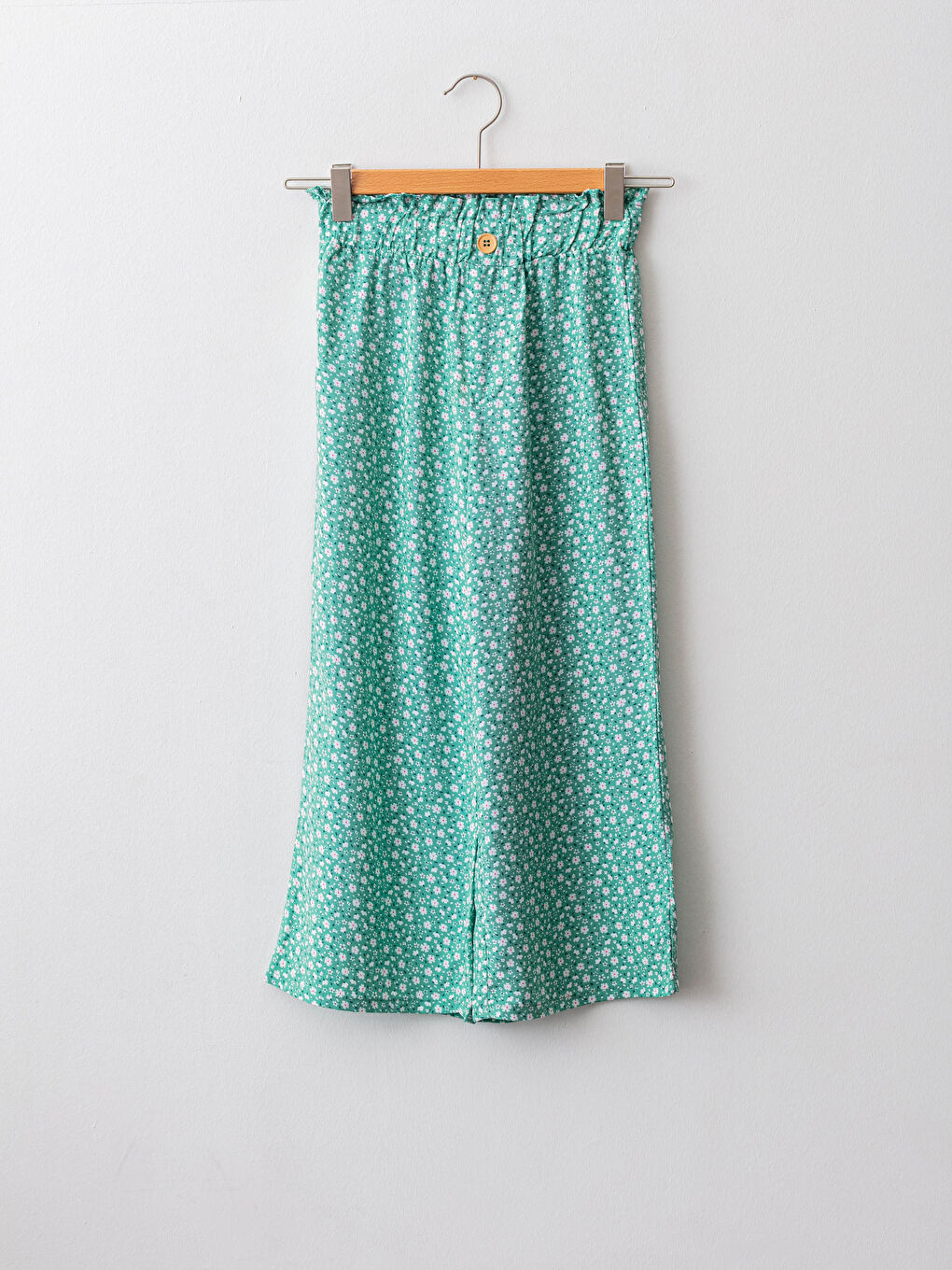 Wide Leg Viscose Girl Trousers With Elastic Waist Pattern