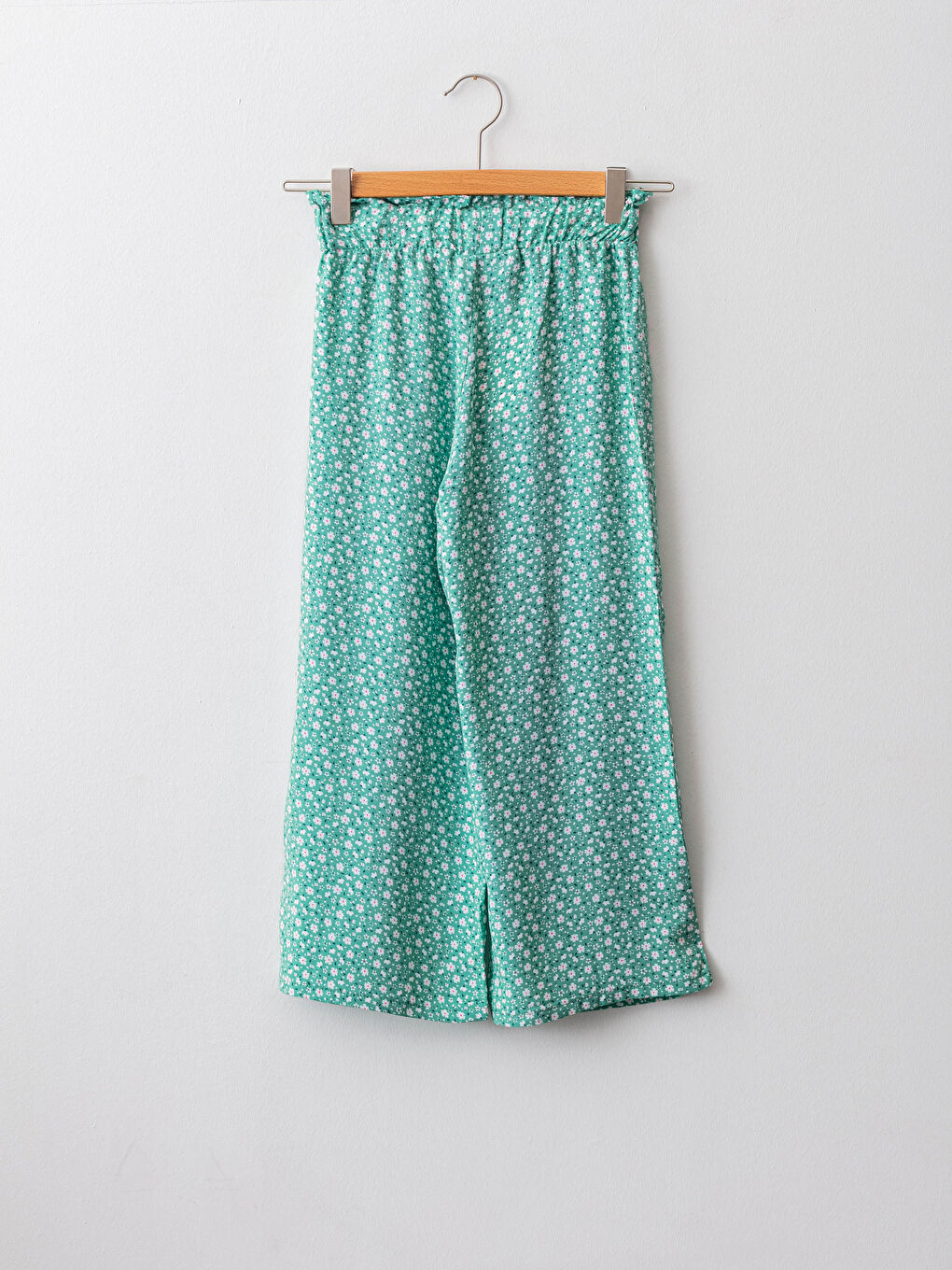 Wide Leg Viscose Girl Trousers With Elastic Waist Pattern-1