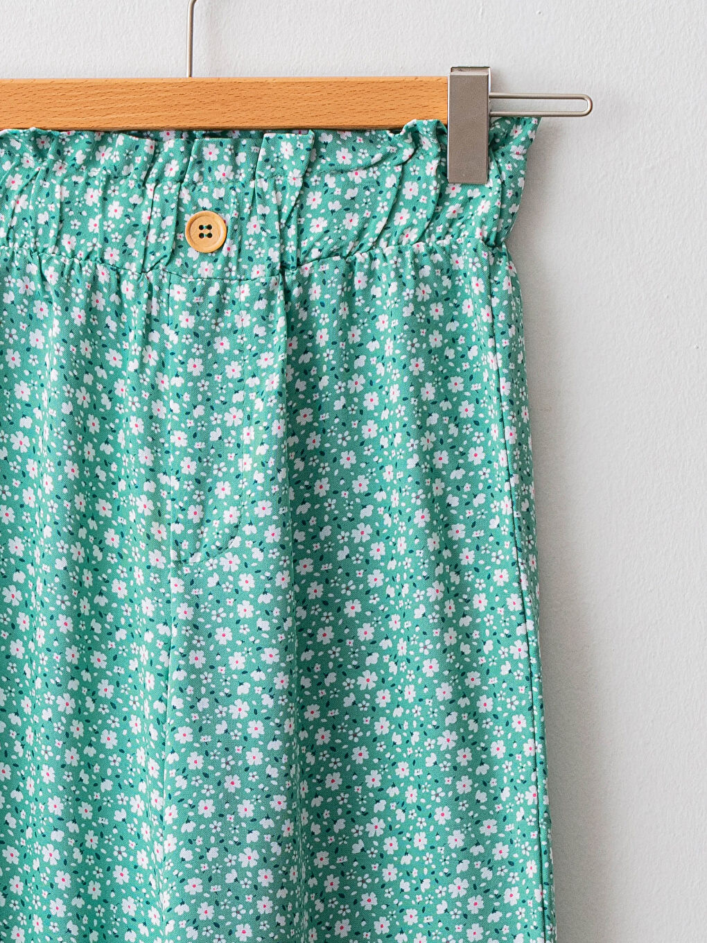 Wide Leg Viscose Girl Trousers With Elastic Waist Pattern-2