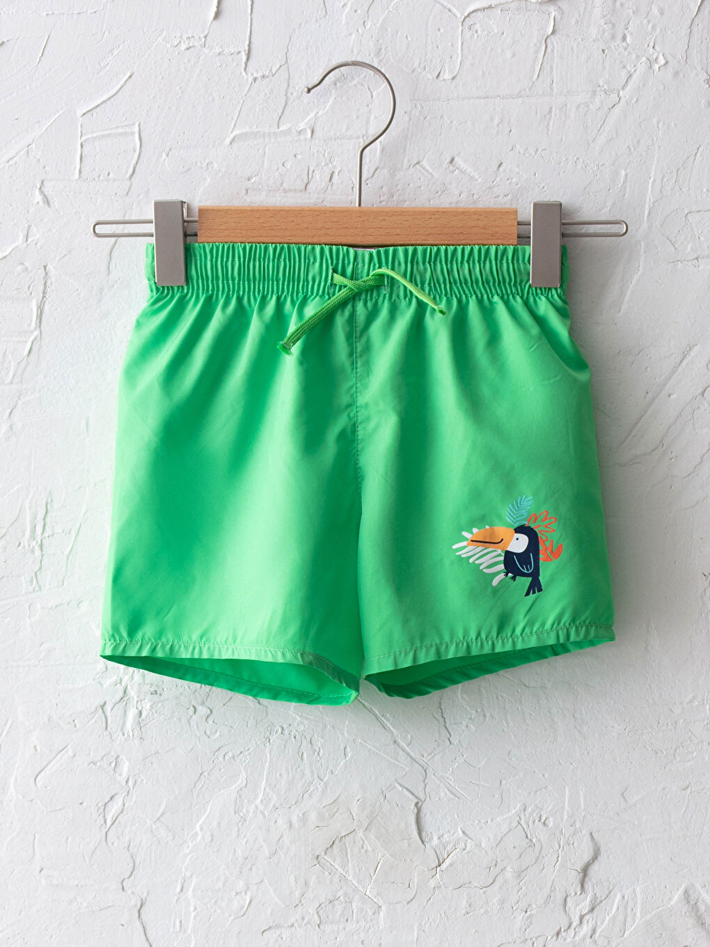 Elastic Waist Printed Baby Boy Fishnet Detailed Marine Shorts -S1ES26Z1-GKJ