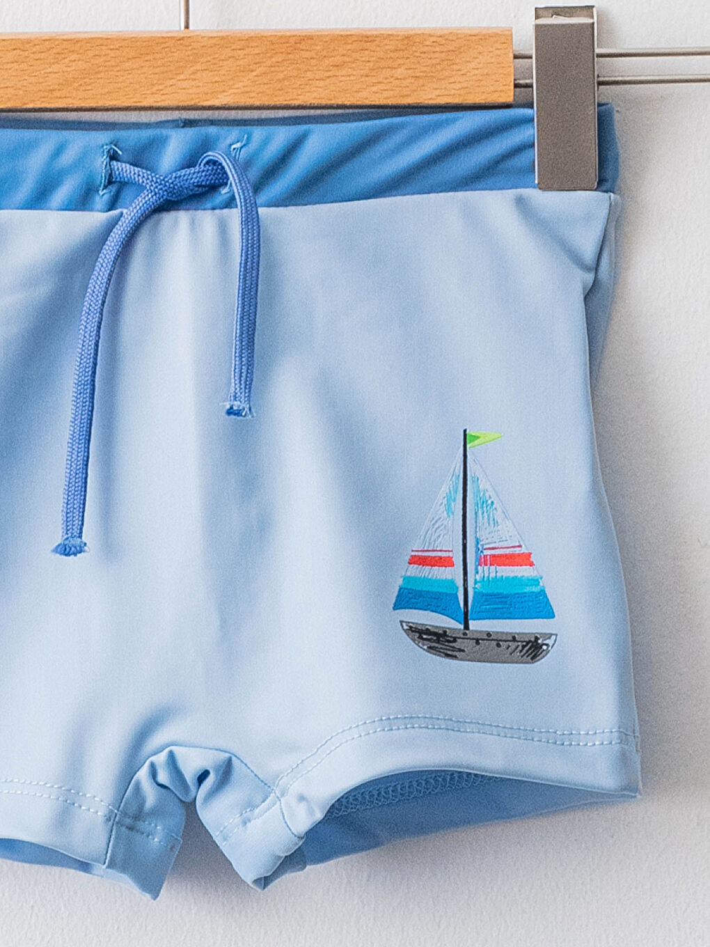 Elastic Waist Printed Baby Boy Fishnet Detailed Marine Shorts-2