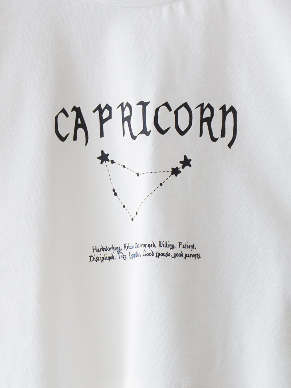 Crew Neck Capricorn Zodiac Printed Short Sleeve Girls T-Shirt-2