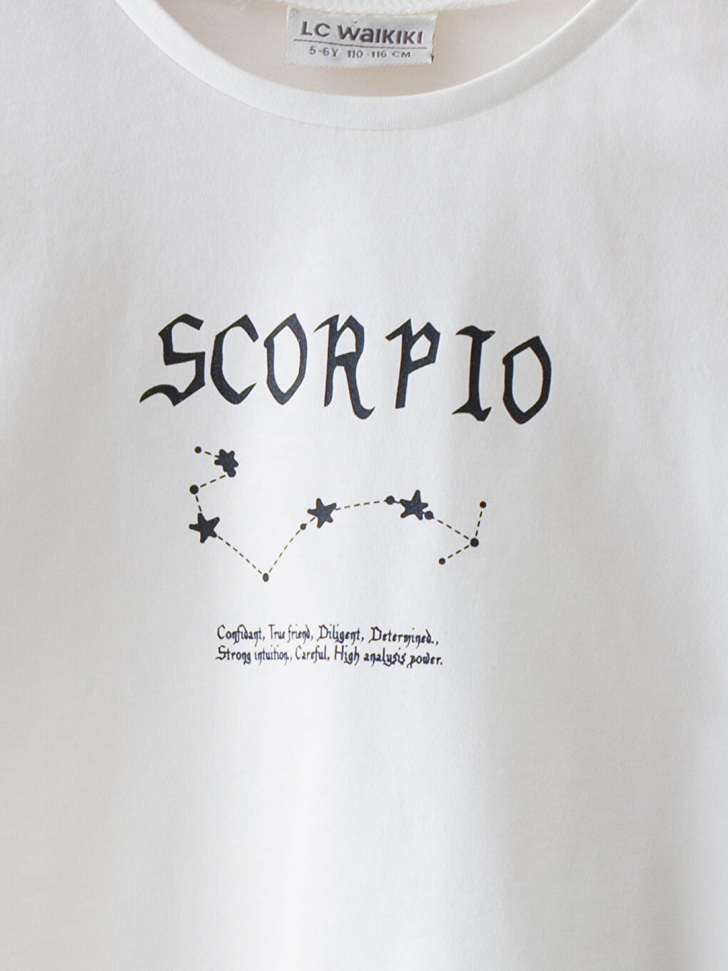 Crew Neck Scorpion Zodiac Printed Short Sleeve Girls T-Shirt-2