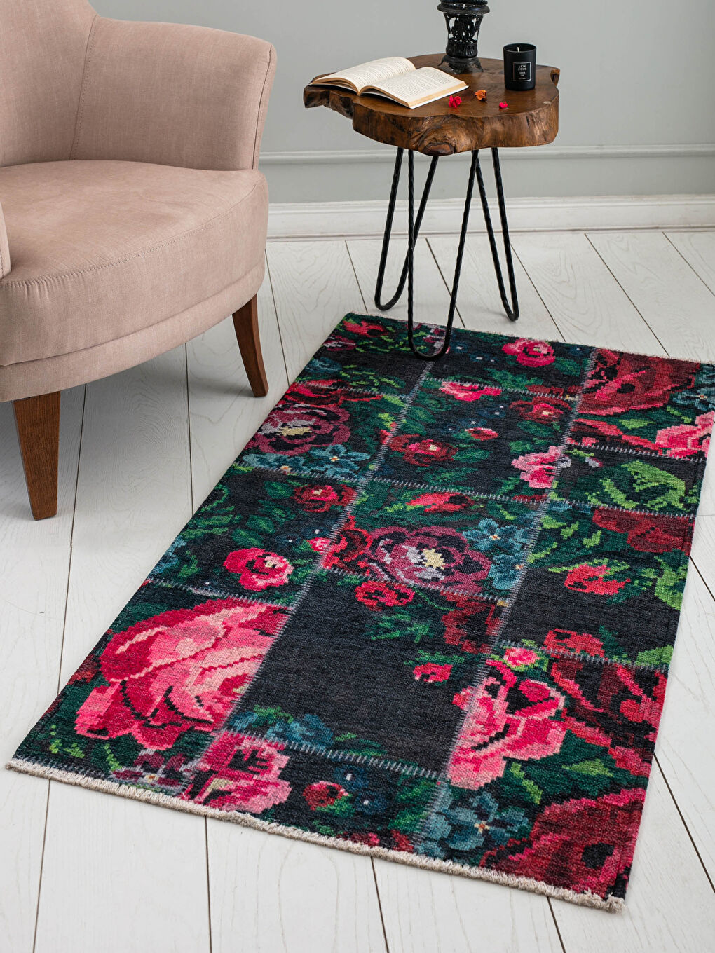 LCW HOME Floral Printed Motto Carpet 80x150 Cm -S1FA27Z8-F9C
