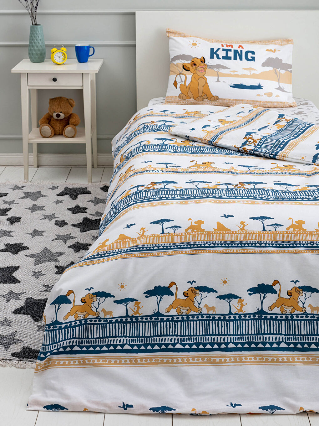 Parure de Housse de Couette Tissée Garçon Le Roi Lion Sous Licence