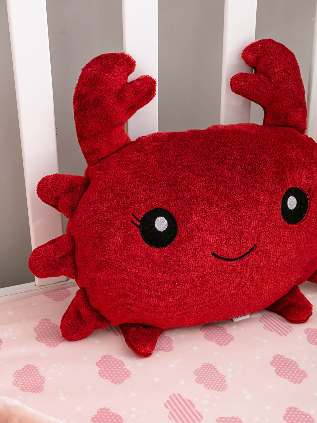 Kırmızı Bebek Pelüş Dolgulu Yengeç Kırlent-1