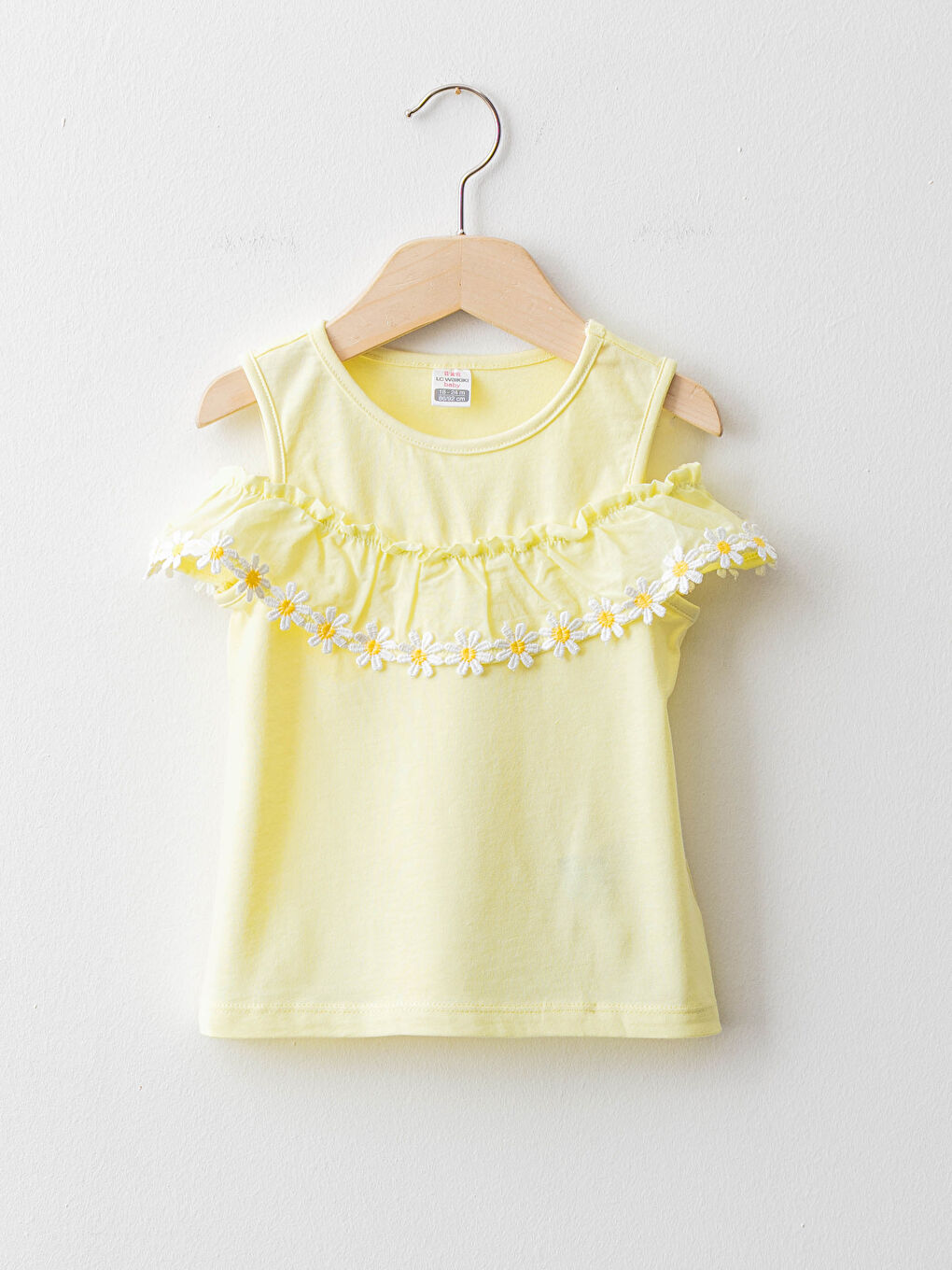 T-shirt Bébé Fille en Coton avec Détails à Volants et Col Rond