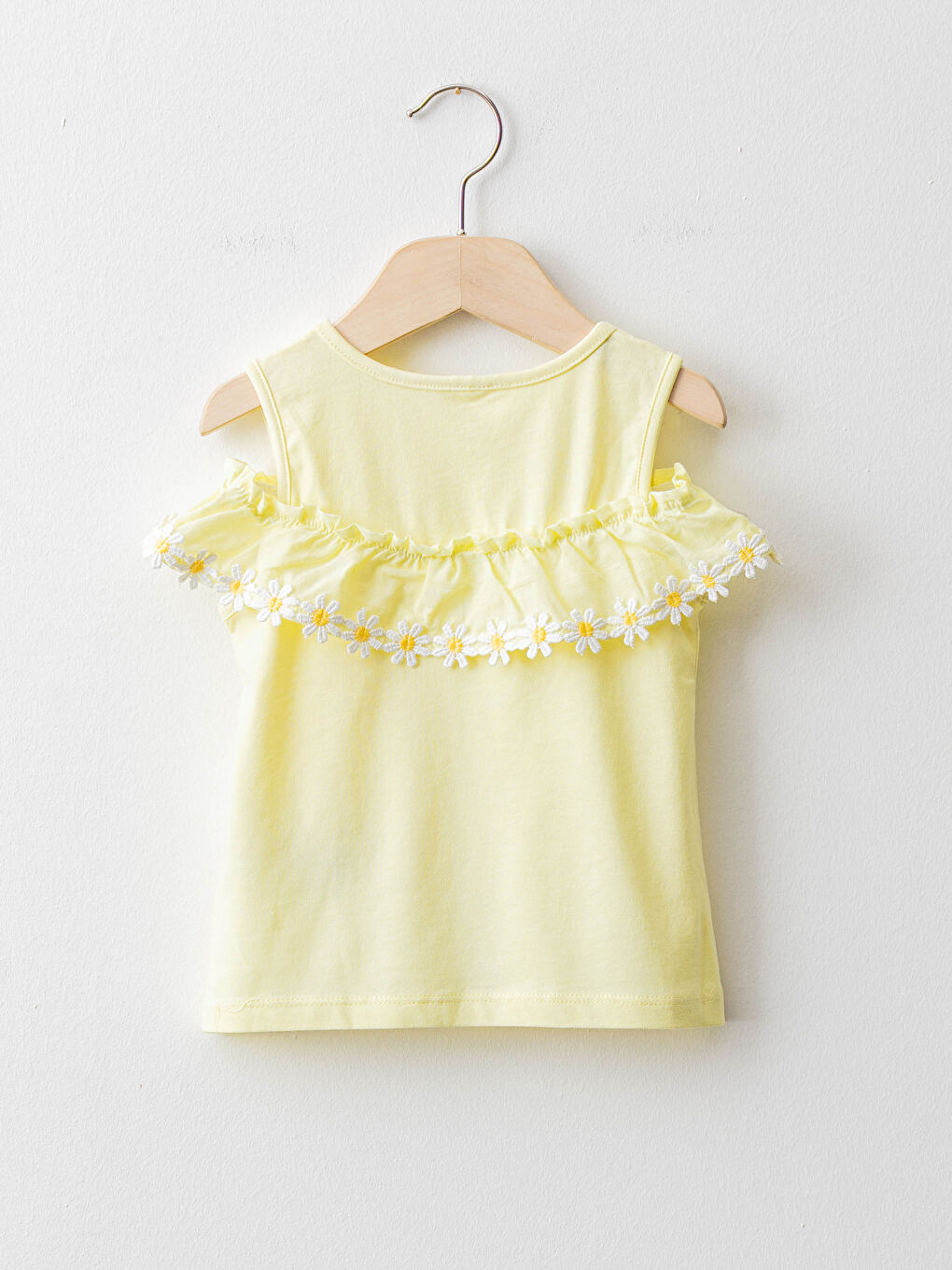 T-shirt Bébé Fille en Coton avec Détails à Volants et Col Rond-1