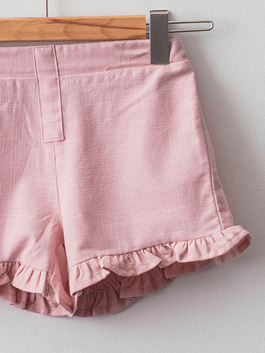 Ekru Kare Yaka Askılı Desenli Kız Bebek Bluz ve Şort 2'li Takım-2