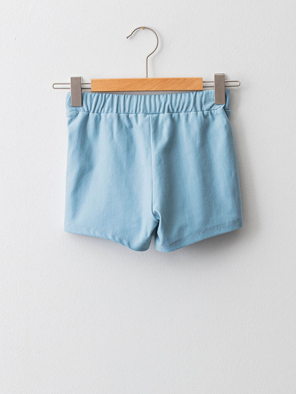 Elastic Waist Button Detailed Baby Girl Shorts-1