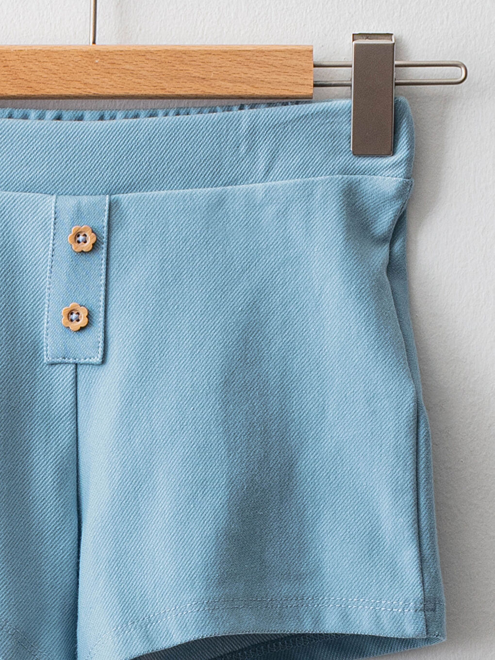 Elastic Waist Button Detailed Baby Girl Shorts-2