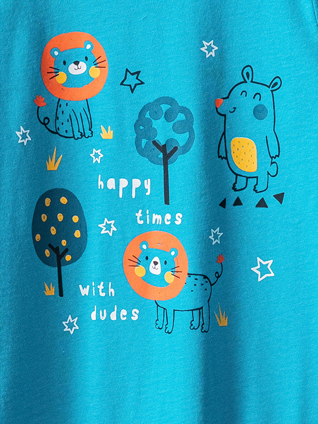 Turkuaz Bisiklet Yaka Uzun Kollu Baskılı Pamuklu Erkek Bebek Tulum-2