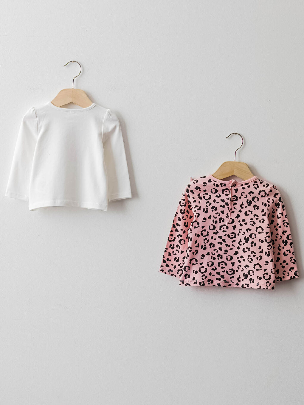 Crew Neck Long Sleeve Printed Cotton Baby Girl T-Shirt 2 Pieces-1