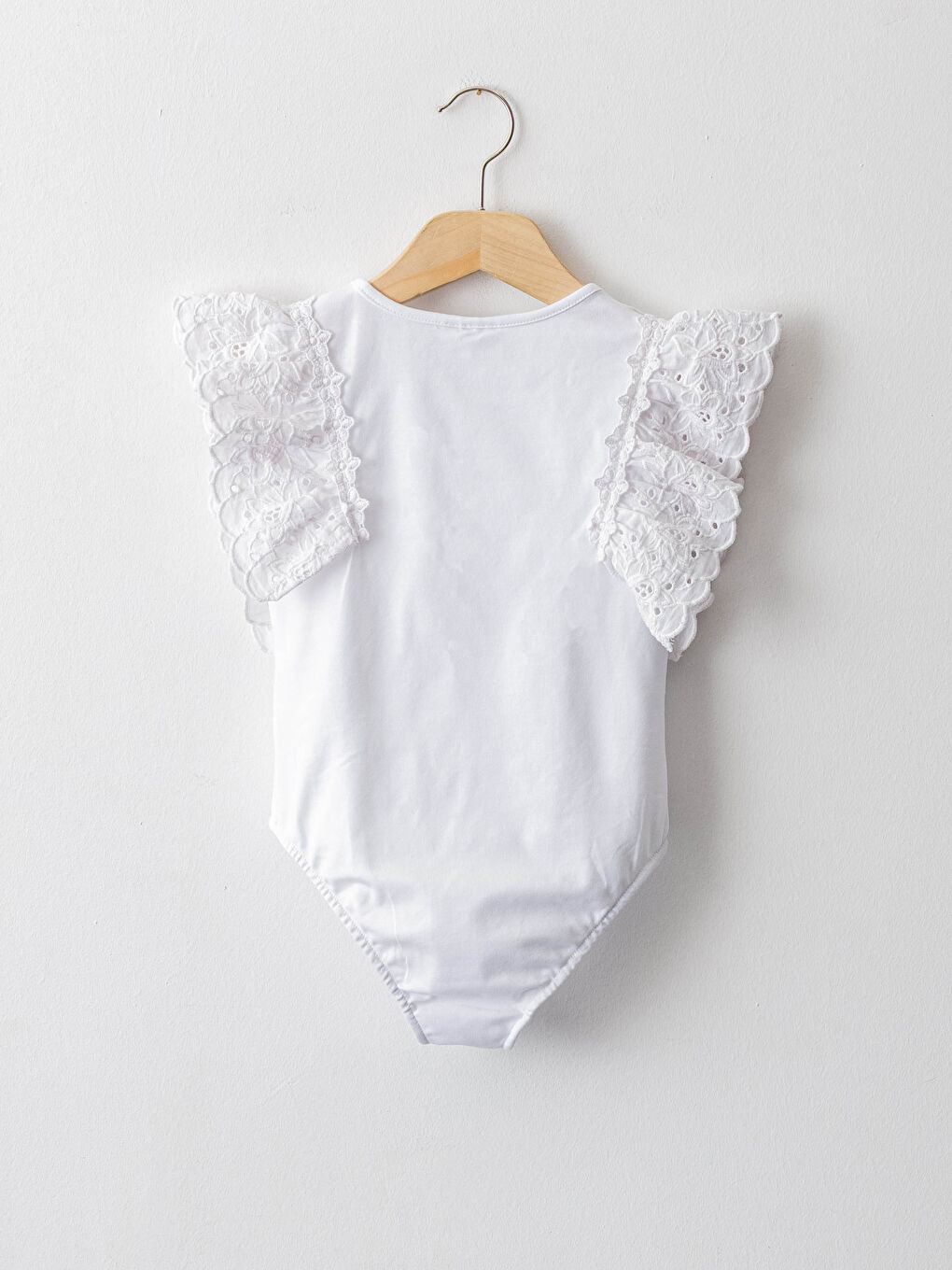 Beyaz Bisiklet Yaka Fisto Detaylı Kız Çocuk Bodysuit-1