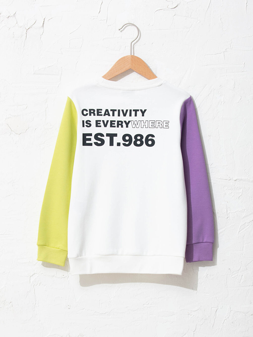 Ekru Bisiklet Yaka Baskılı Uzun Kollu Erkek Çocuk Tişört-1