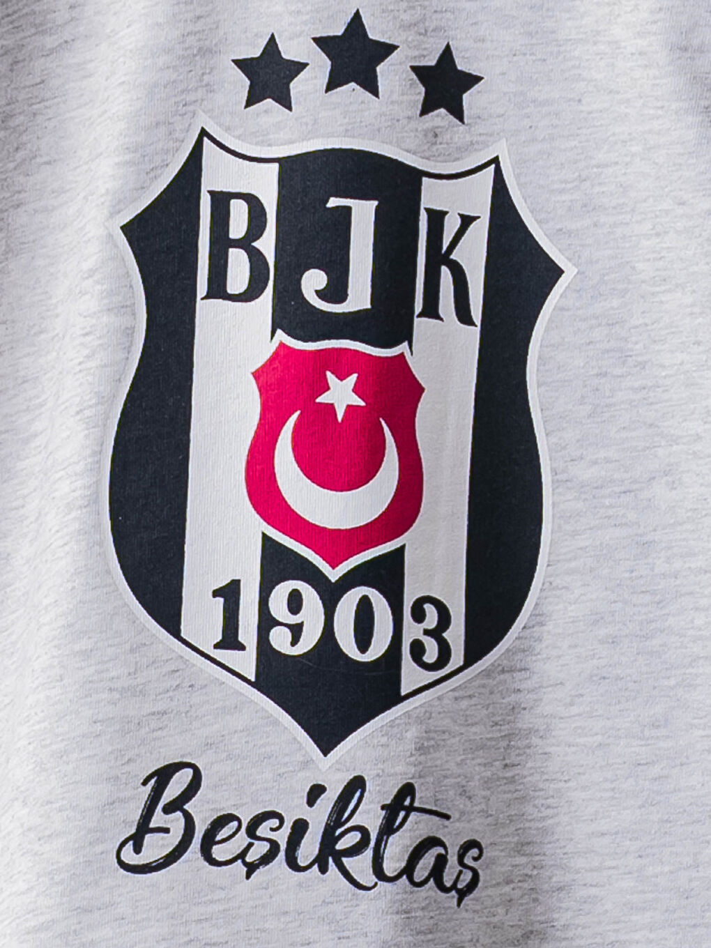Beyaz Bisiklet Yaka Uzun Kollu Beşiktaş Baskılı Pamuklu Erkek Taraftar Bebek Pijama Takımı-2