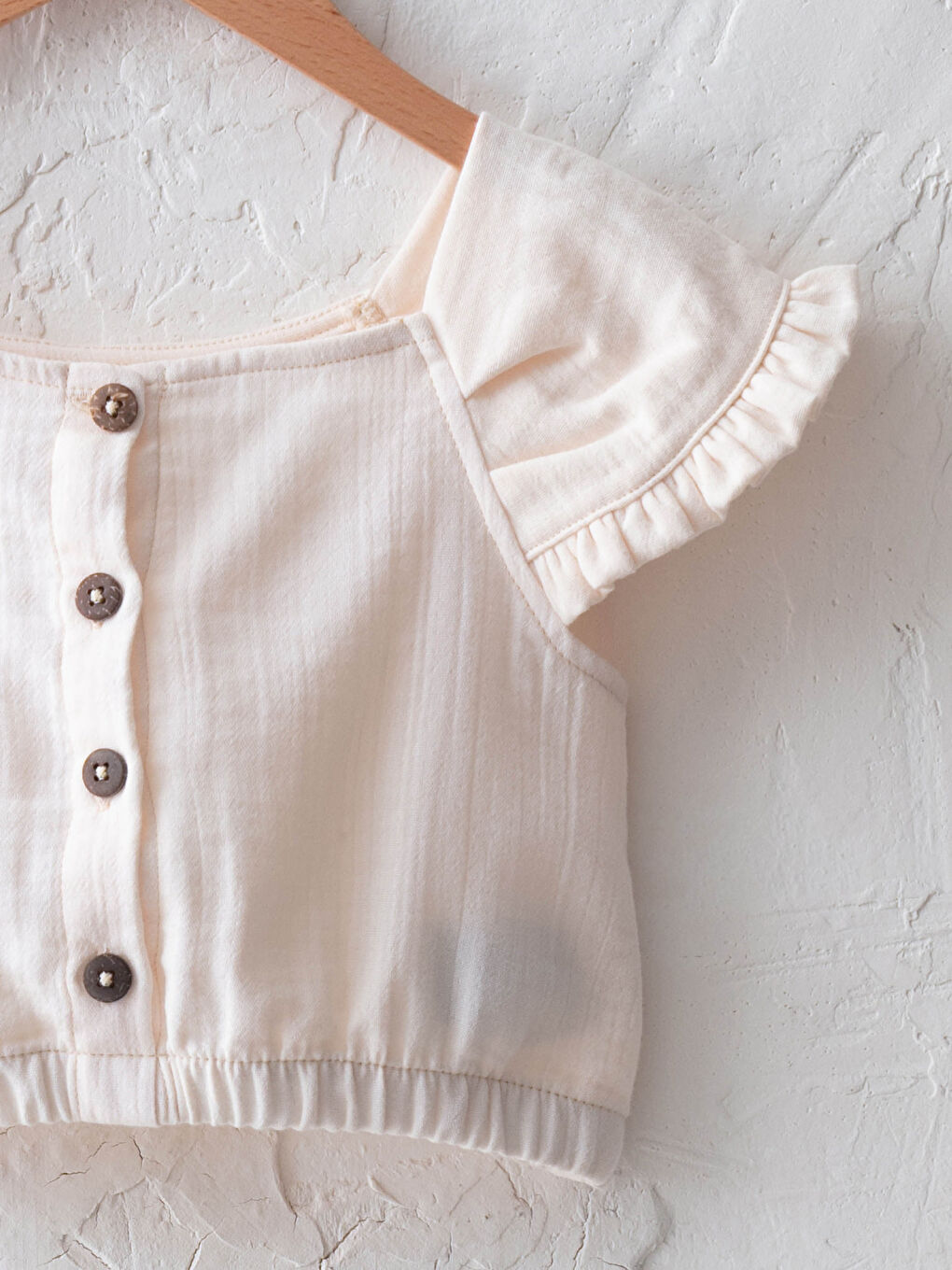 Square Collar Short Sleeve Cotton Blouse and Skirt 2-Piece Set-2