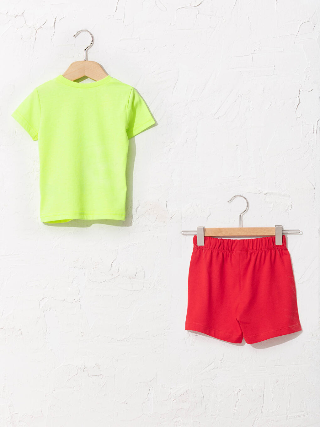 Yeşil Bisiklet Yaka Kısa Kol Baskılı Erkek Bebek Tişört ve Şort 2'li-1