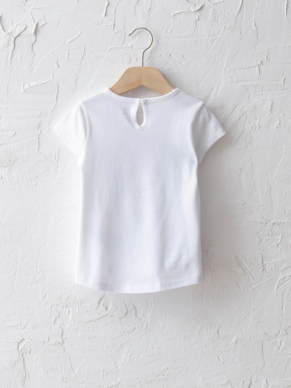 Beyaz Bisiklet Yaka Kısa Kol Minnie Mouse Baskılı Pamuklu Kız Bebek Tişört-1