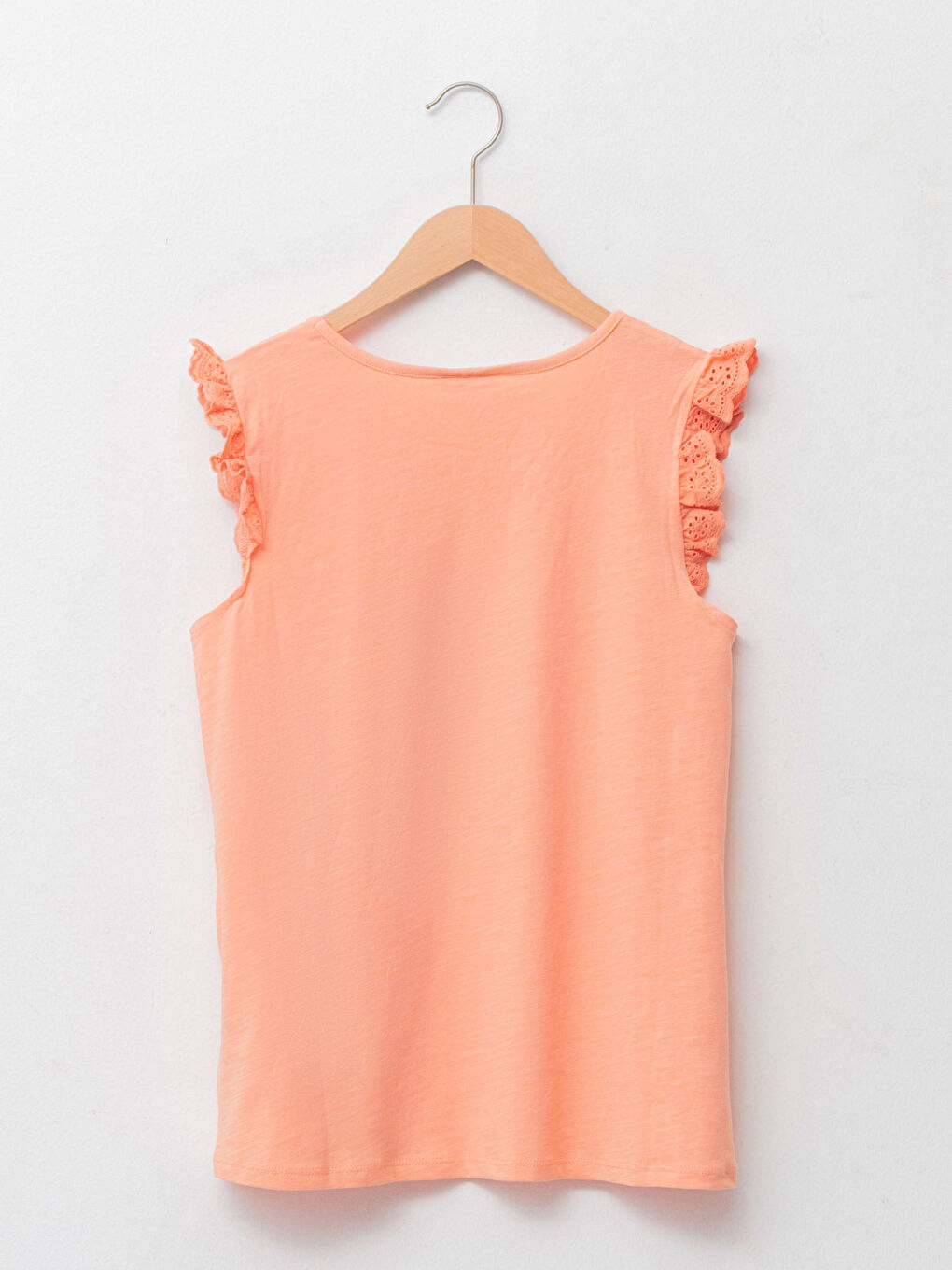 Crew Neck Basic Sleeve Scalloped Detail Girl Athlete-1