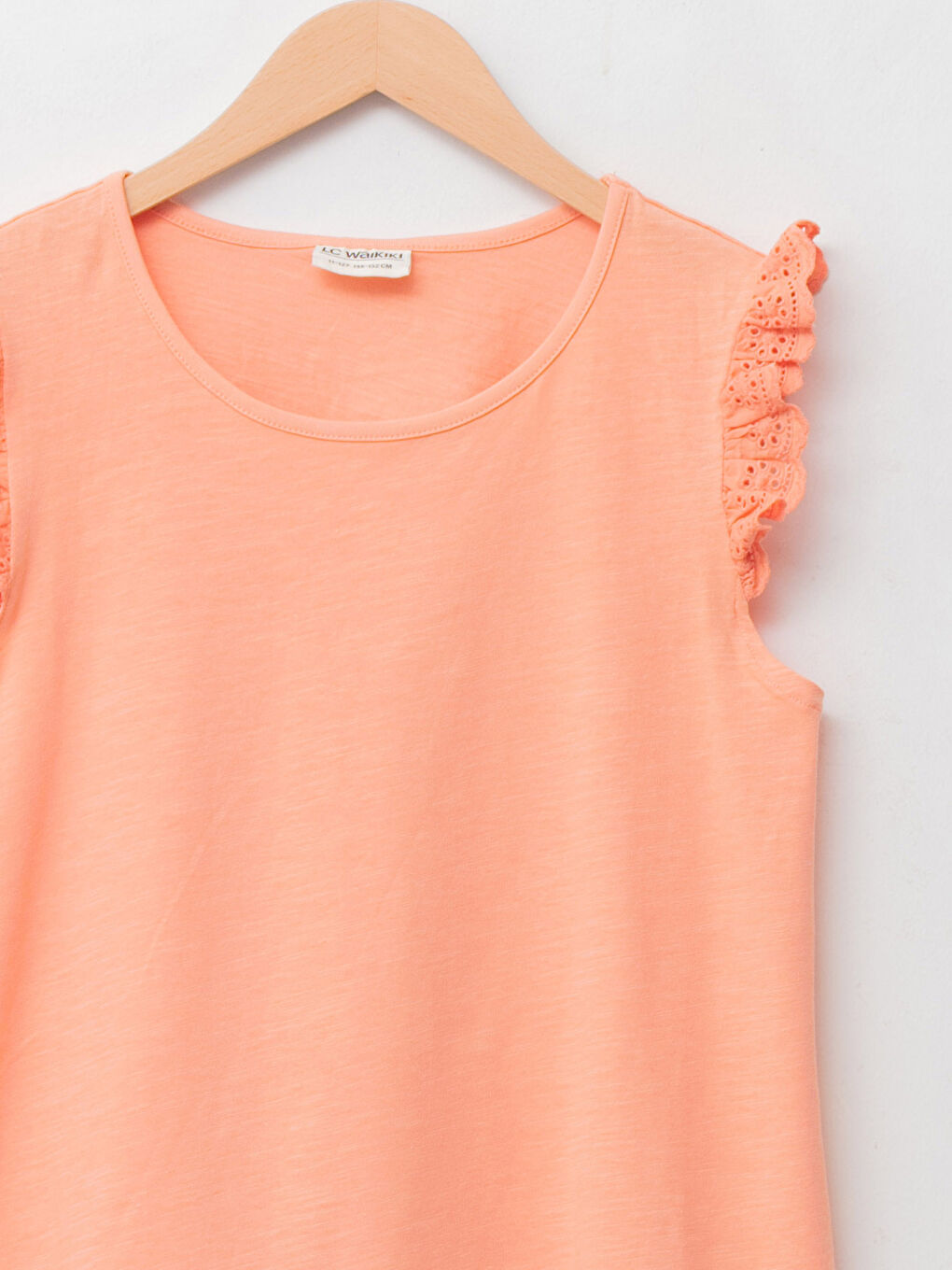 Crew Neck Basic Sleeve Scalloped Detail Girl Athlete-2