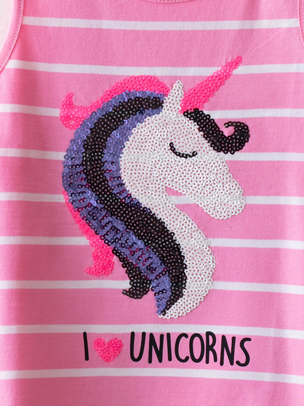 Pembe Bisiklet Yaka Çizgili Pul İşlemeli Kız Çocuk Atlet-2