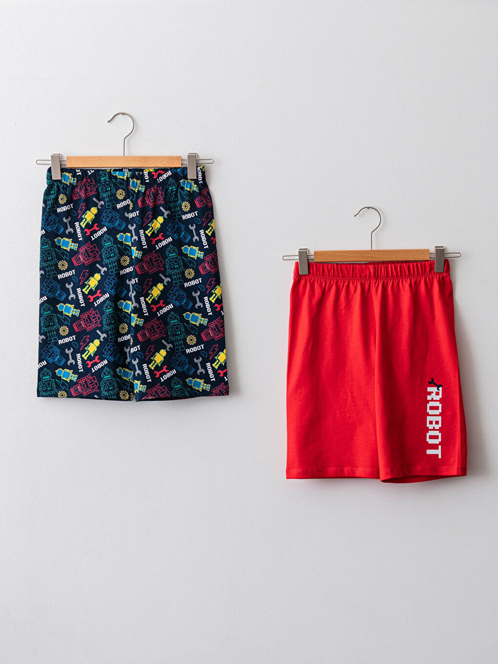 Elastic Waist Printed Cotton Boy Pajamas Shorts 2 Pieces