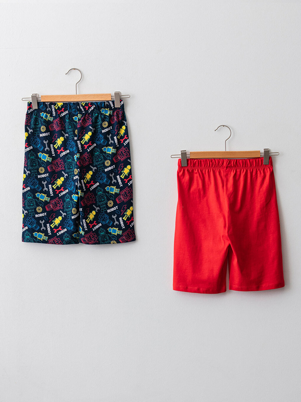 Elastic Waist Printed Cotton Boy Pajamas Shorts 2 Pieces-1