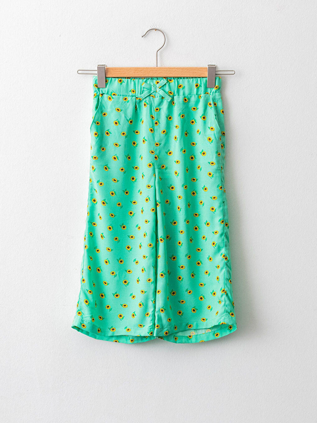 Elastic Waist Patterned Viscose Girl Capri