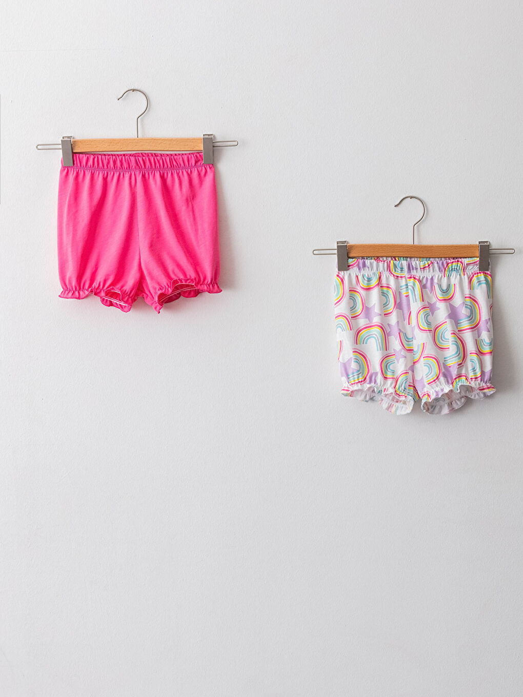 Beyaz Beli Lastikli Kız Bebek Şort 2'li