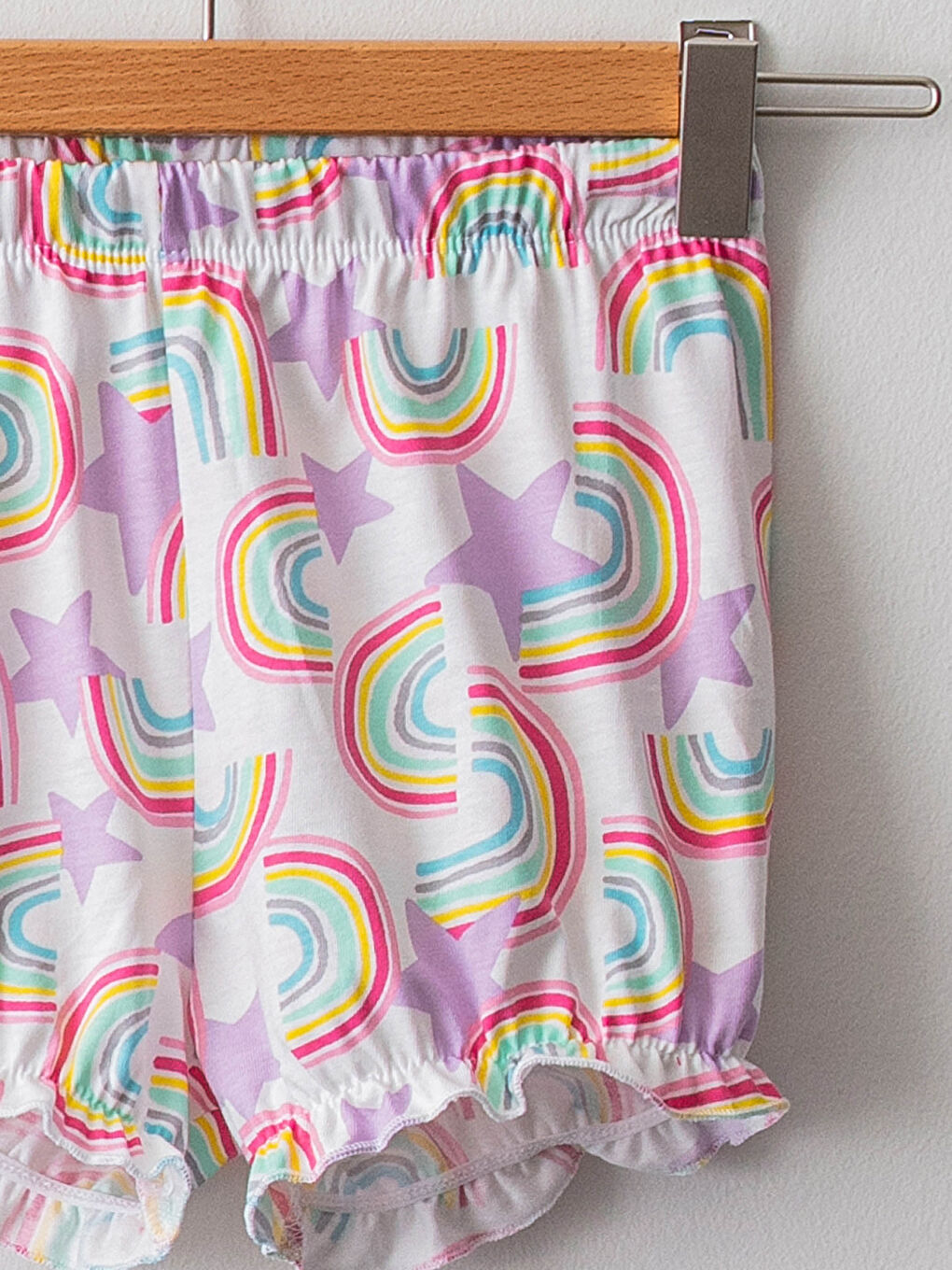 Beyaz Beli Lastikli Kız Bebek Şort 2'li-2