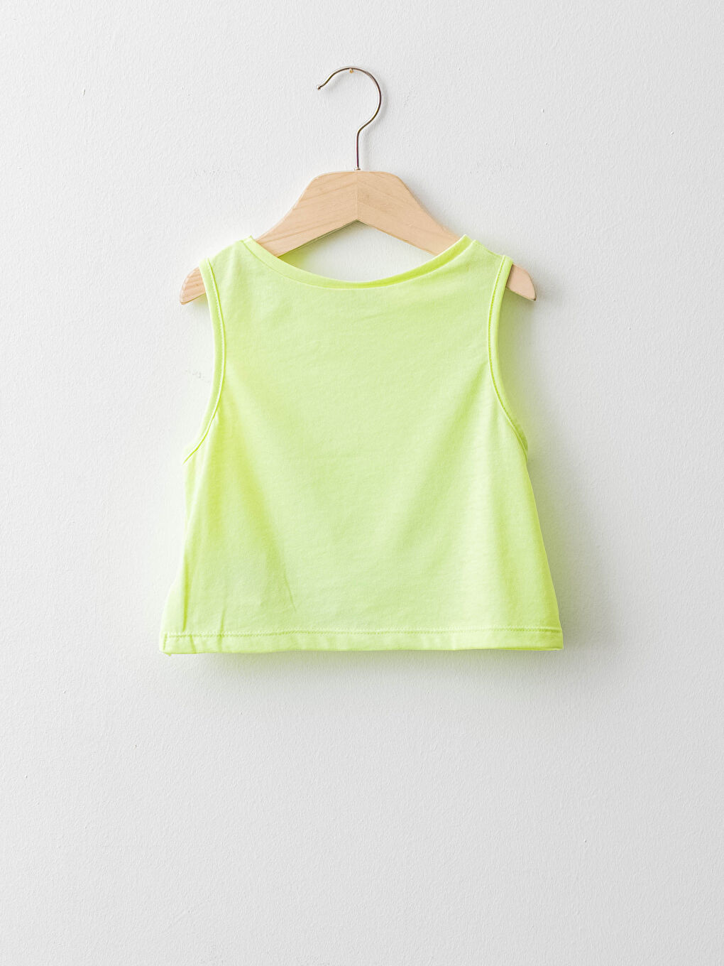 Sarı Bisiklet Yaka Basic Kız Çocuk Atlet-1