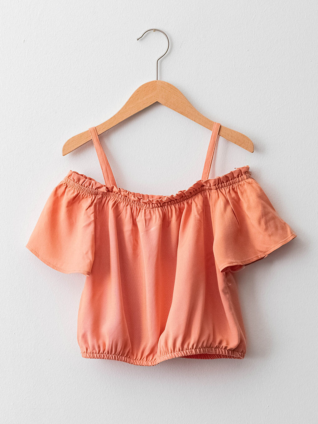 Boat Neck Basic Off The Shoulder Viscose Girls Blouse-1