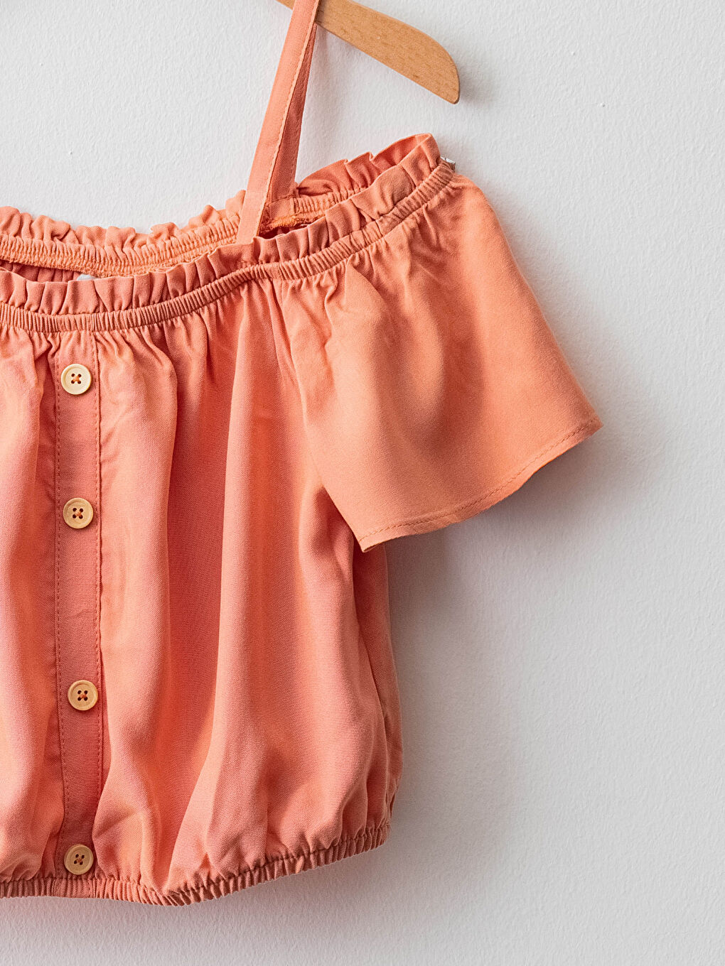 Boat Neck Basic Off The Shoulder Viscose Girls Blouse-2