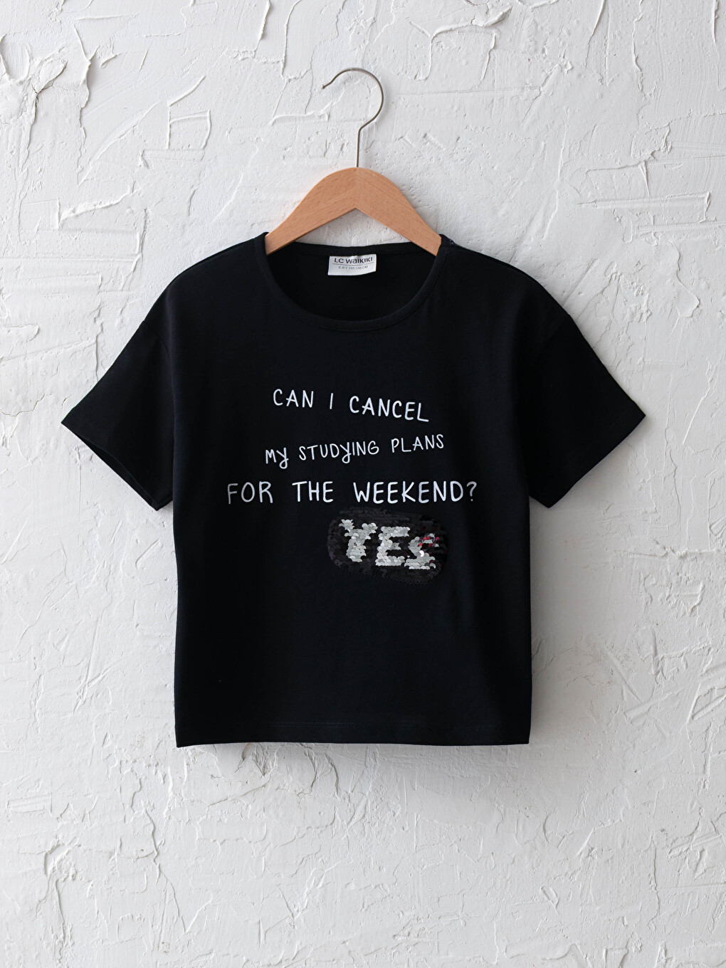 T-shirt I Stampuar, Me Jakë Të Rrumbullakët, Me Temina Dyfaqëshe Dhe Mëngë Të Shkurtra Për Vajza
