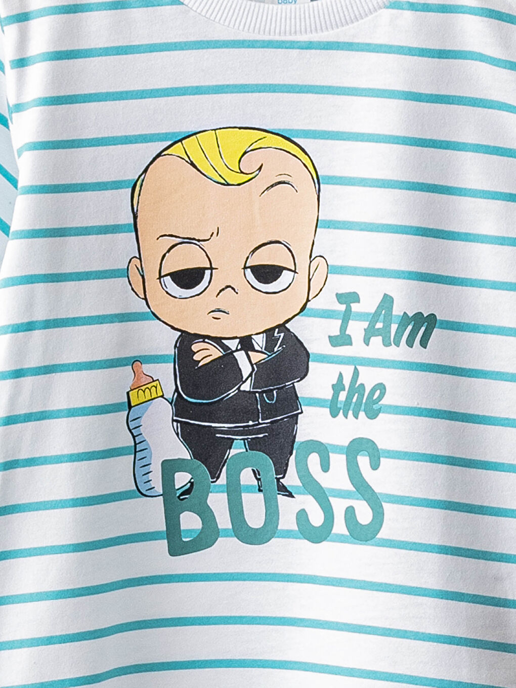 Crew Neck Short Sleeve The Boss Baby Printed Cotton Baby Boy T-Shirt and Shorts 2-Piece Set-2