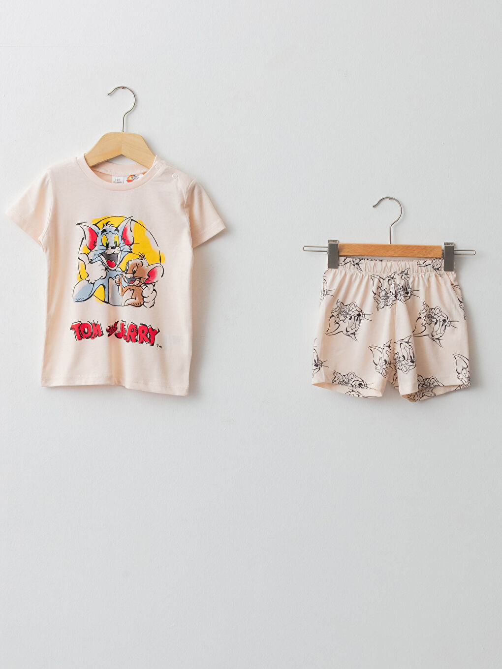 Ensemble De Pyjama Bébé Garçon En Coton Imprimé Tom Et Jerry À Manches Courtes Et Col Rond