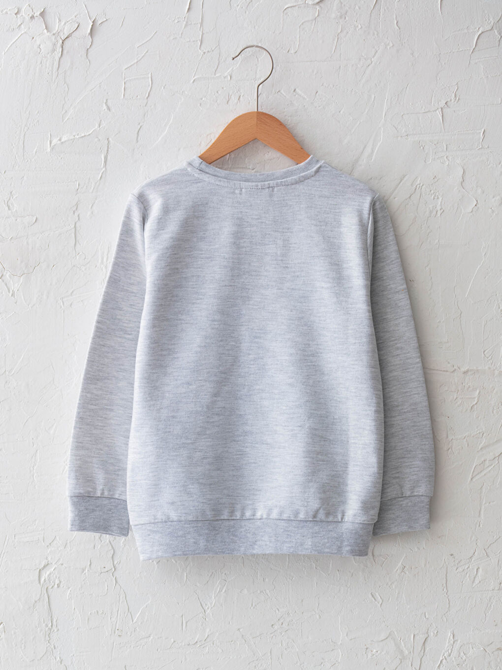 Gri Bisiklet Yaka Baskılı Uzun Kollu Erkek Çocuk Sweatshirt-1