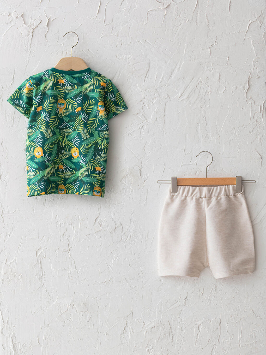 Crew Neck Short Sleeve Printed Baby Boy T-Shirt and Shorts 2 Pieces-1