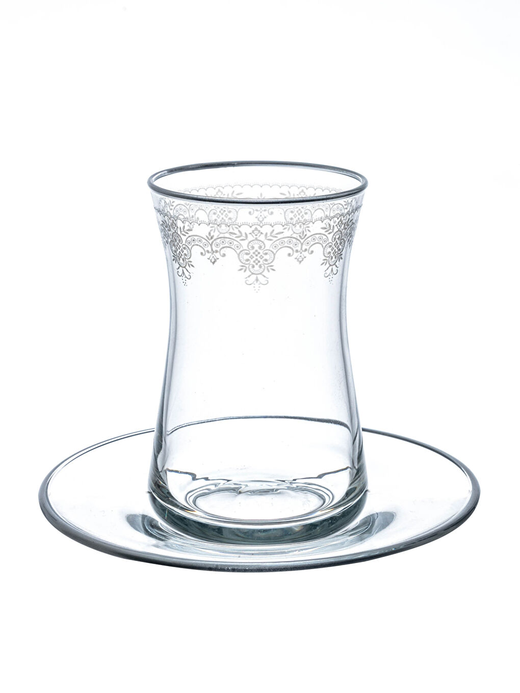 Beyaz Baskılı Çay Bardağı ve Çay Tabağı Seti 12 Parça 132 ml-2