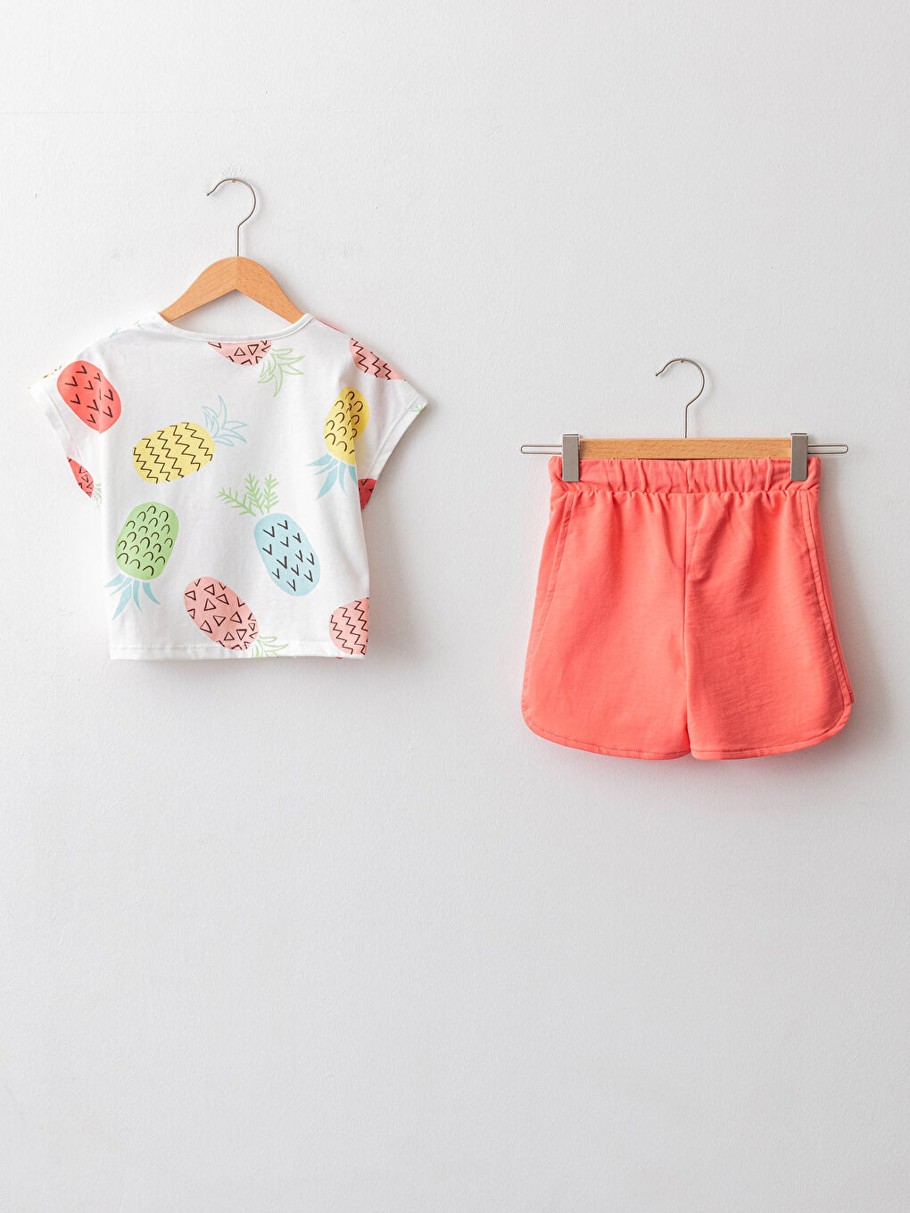 Crew Neck Printed Short Sleeve Girls' T-Shirt and Shorts -S1H798Z4-LRA