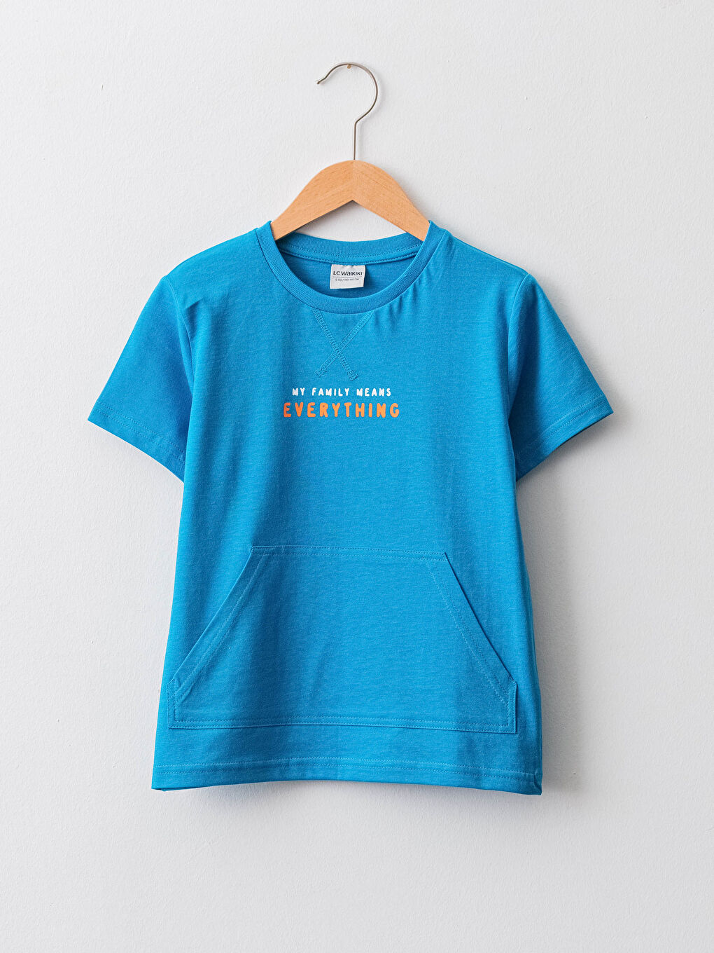 Mavi Bisiklet Yaka Baskılı Kısa Kollu Erkek Çocuk Tişört