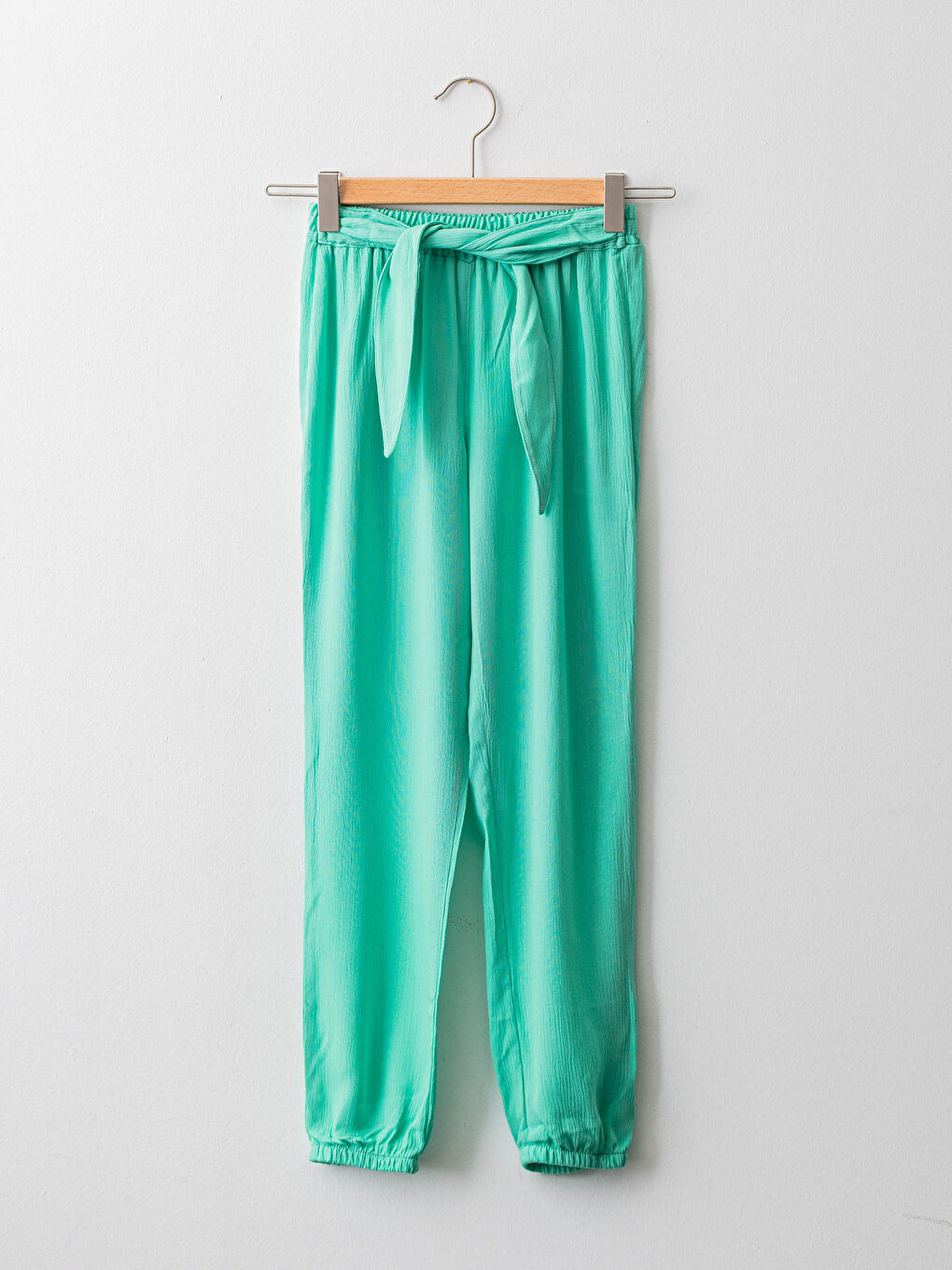 Basic Viscose Girl Trousers With Elastic Waistband