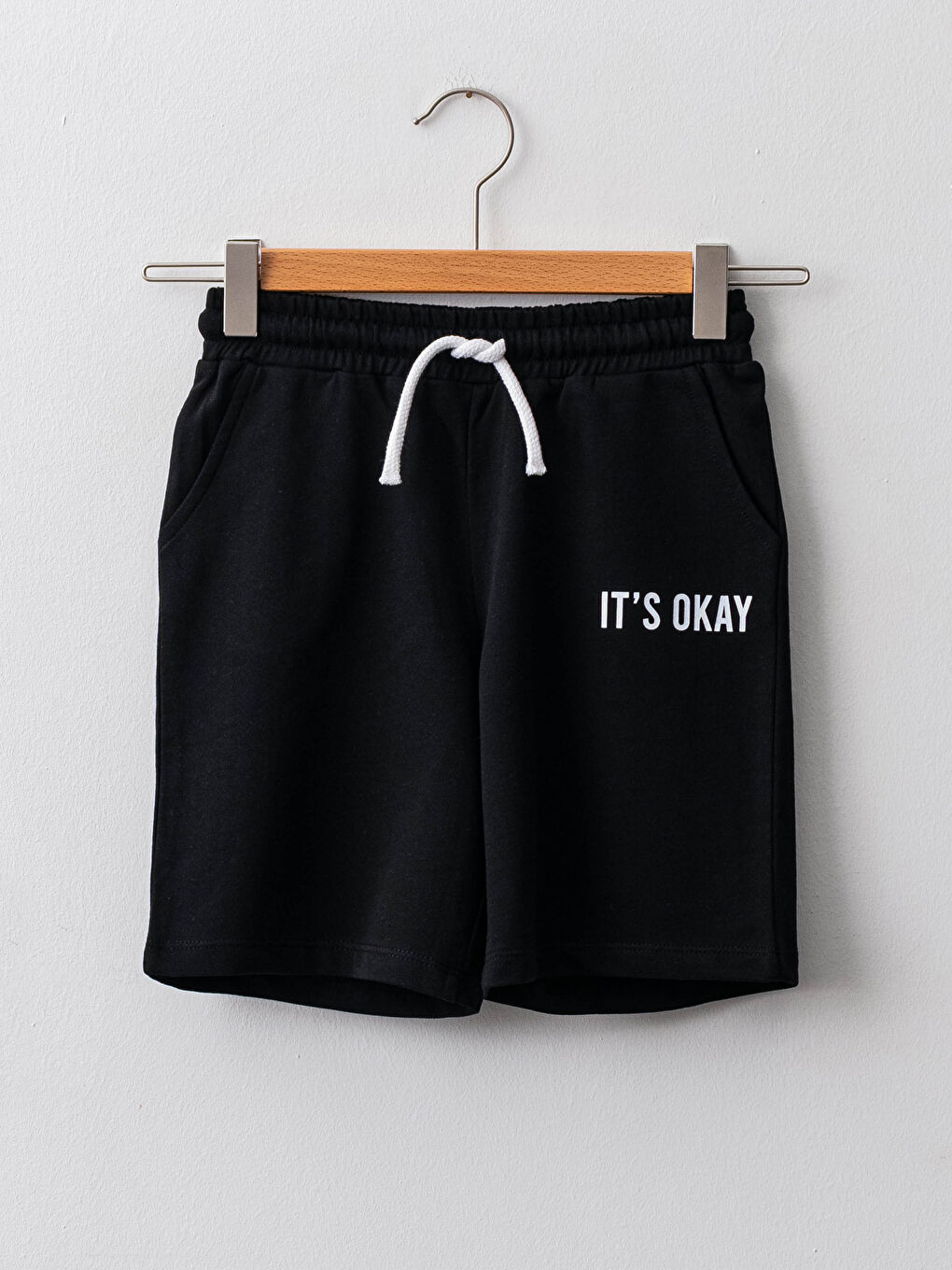 Siyah Beli Lastikli Baskılı Kız Çocuk Şort