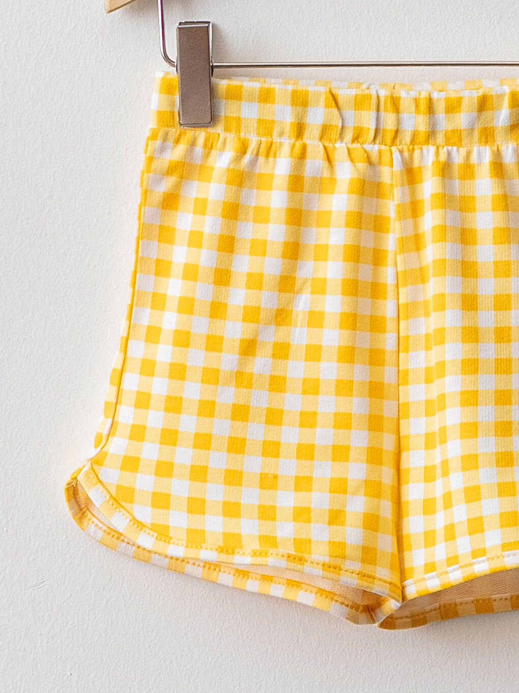 Sarı Beli Lastikli Pamuklu Kız Bebek Şort 2'li-2